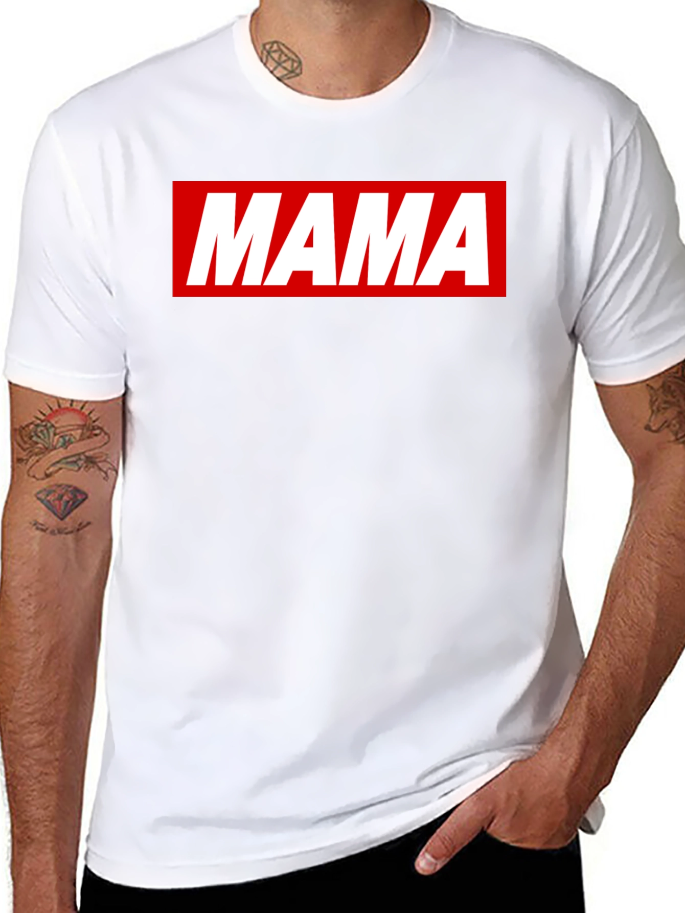 Mama Graphic Tee - Red & White on Black
