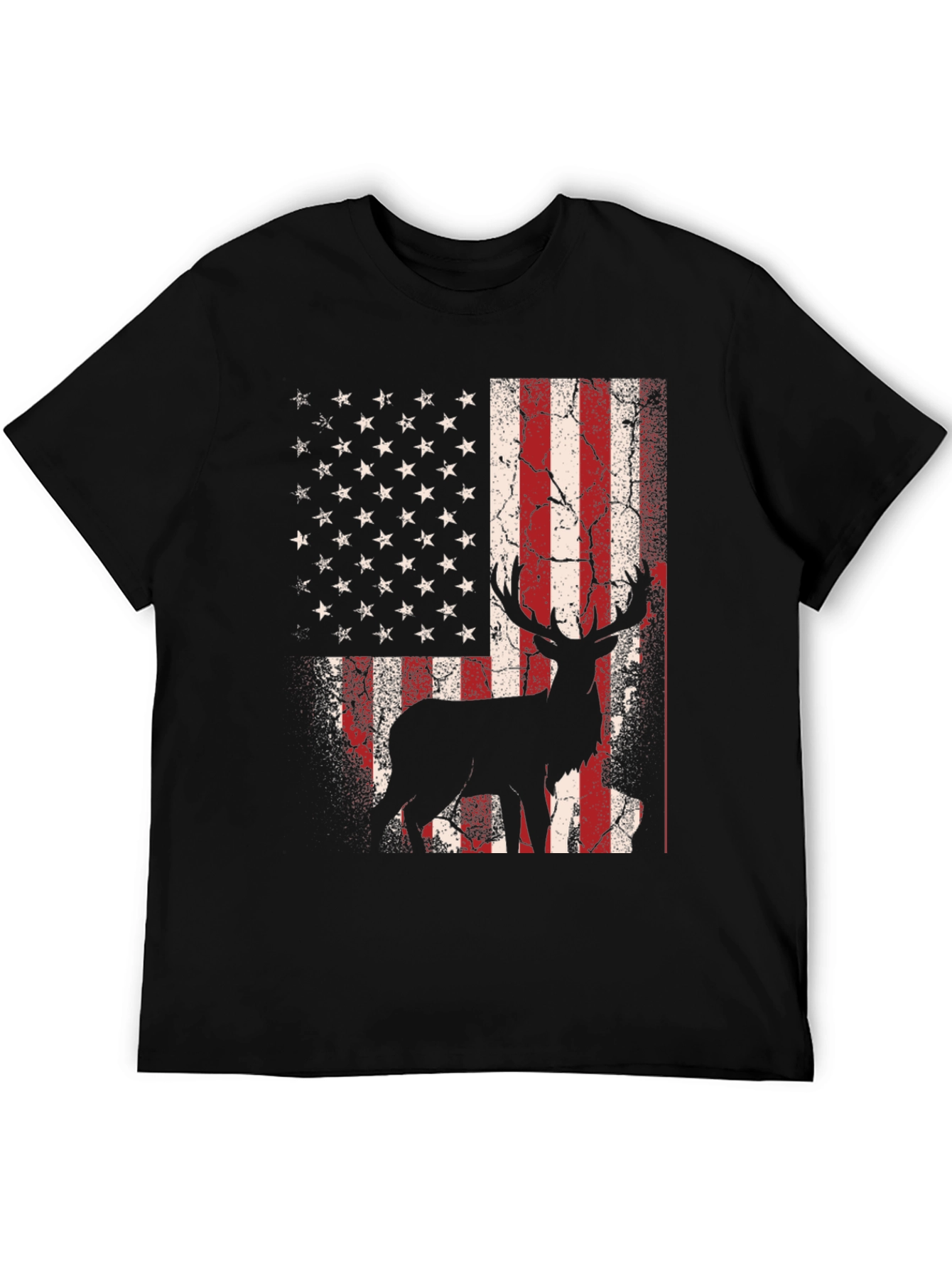 American Flag Deer Graphic T-Shirt