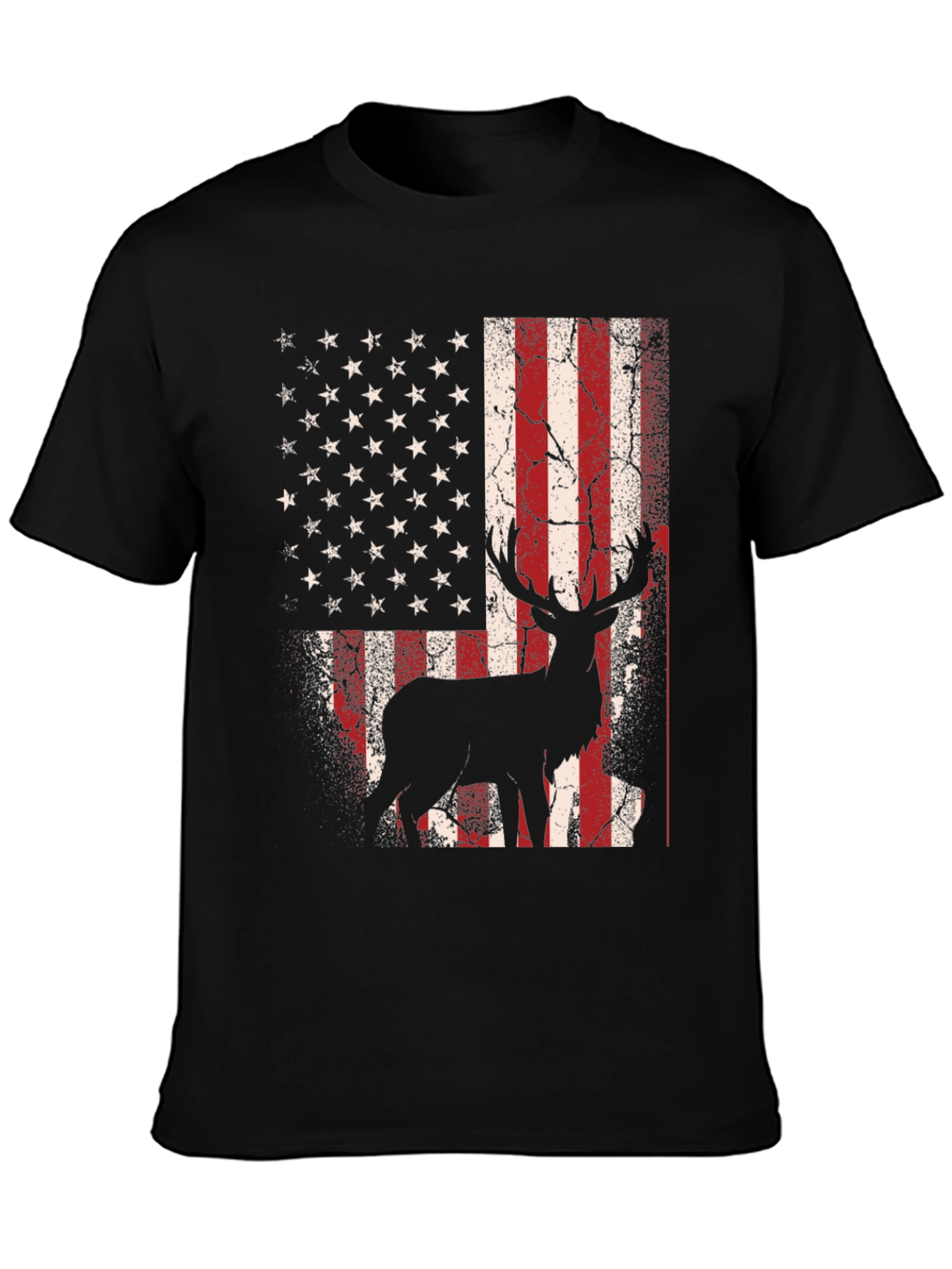 American Flag Deer Graphic T-Shirt