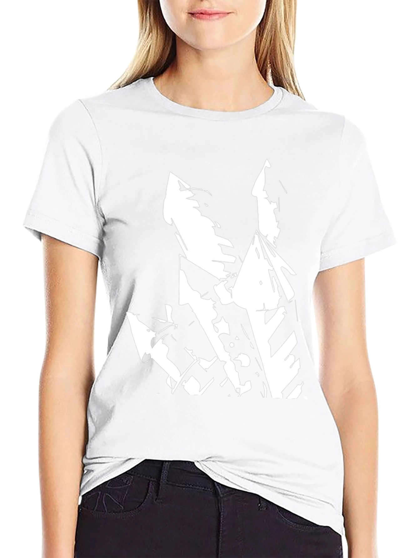 Abstract White Graphic on Black T-Shirt