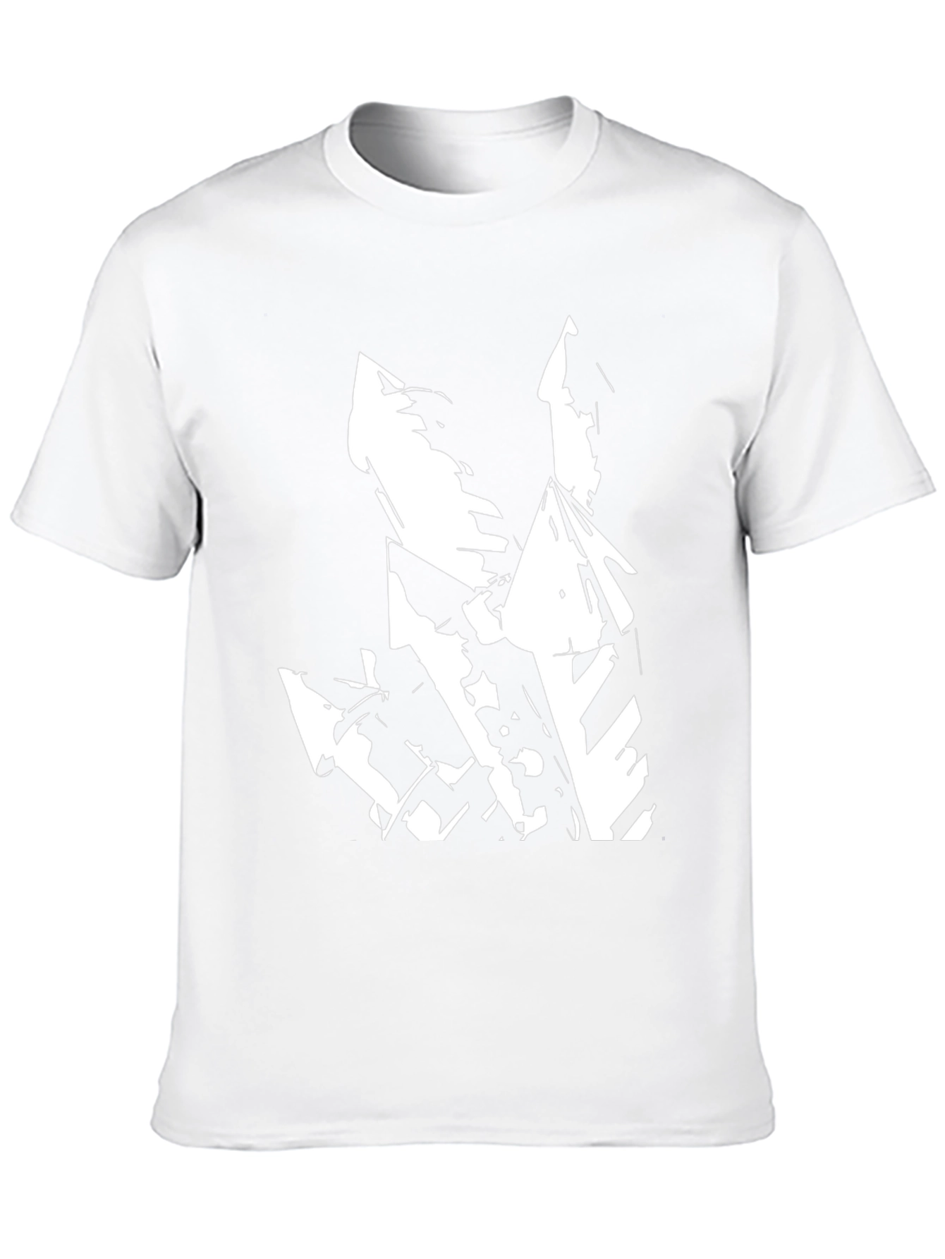 Abstract White Graphic on Black T-Shirt