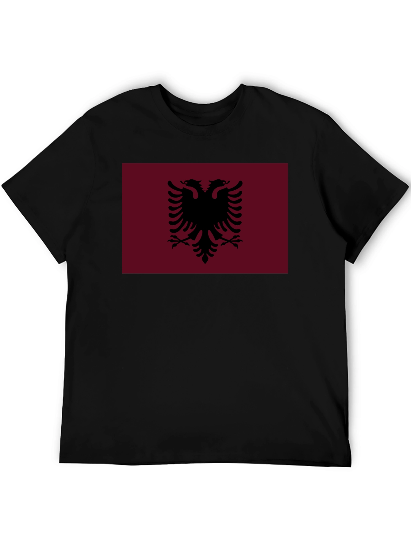 Albania Flag Tee - Black Cotton T-Shirt