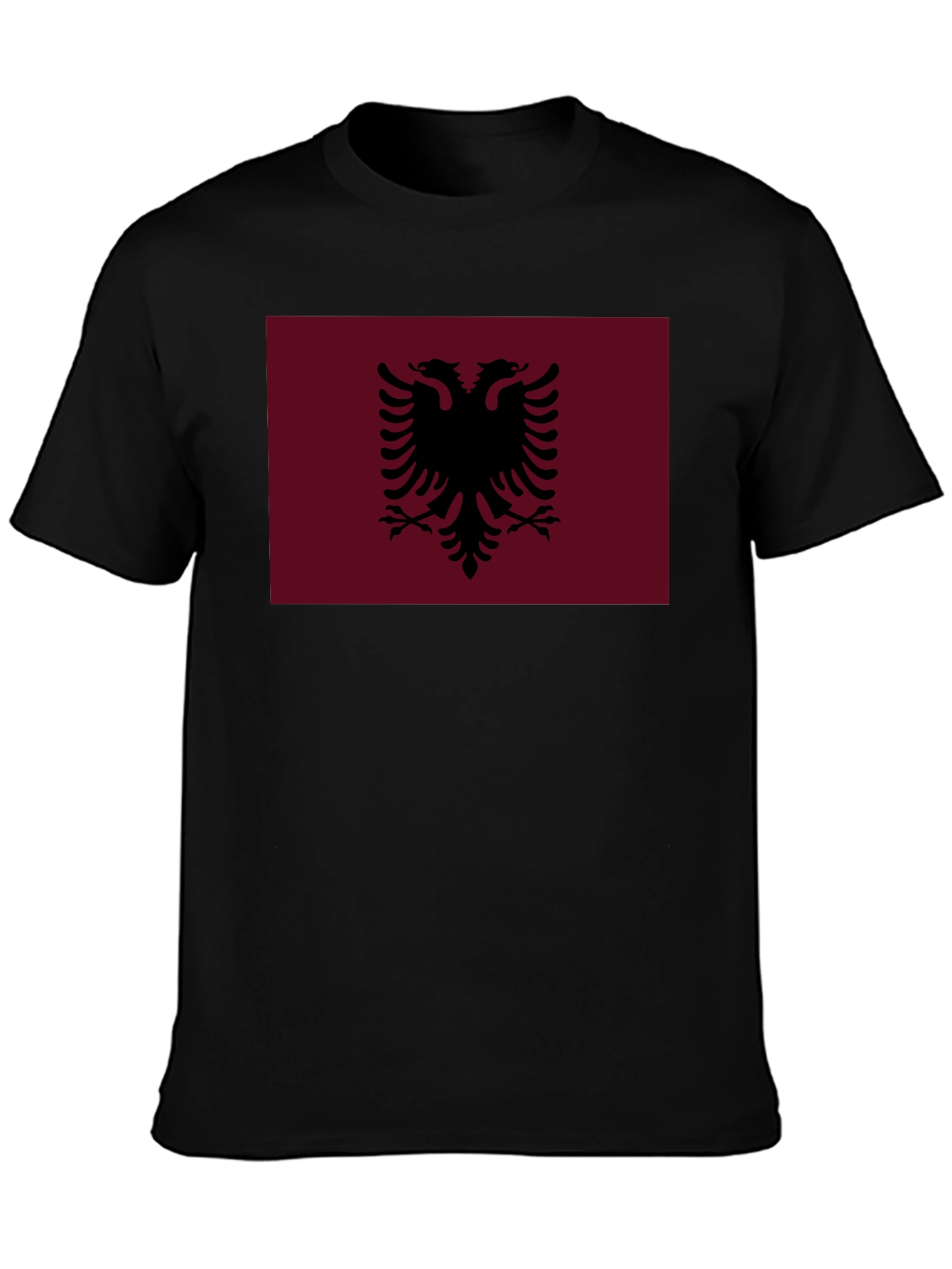 Albania Flag Tee - Black Cotton T-Shirt