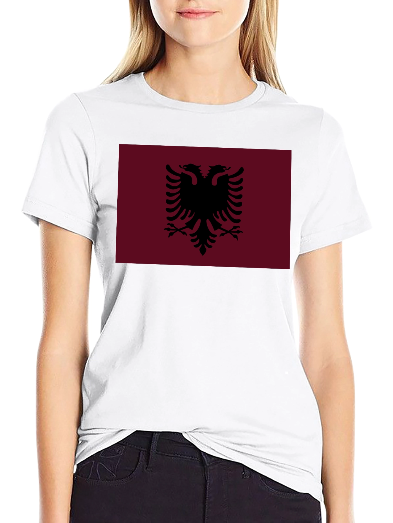 Albania Flag Tee - Black Cotton T-Shirt