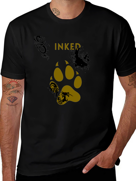 Inked Paw Print Graphic Tee - Black