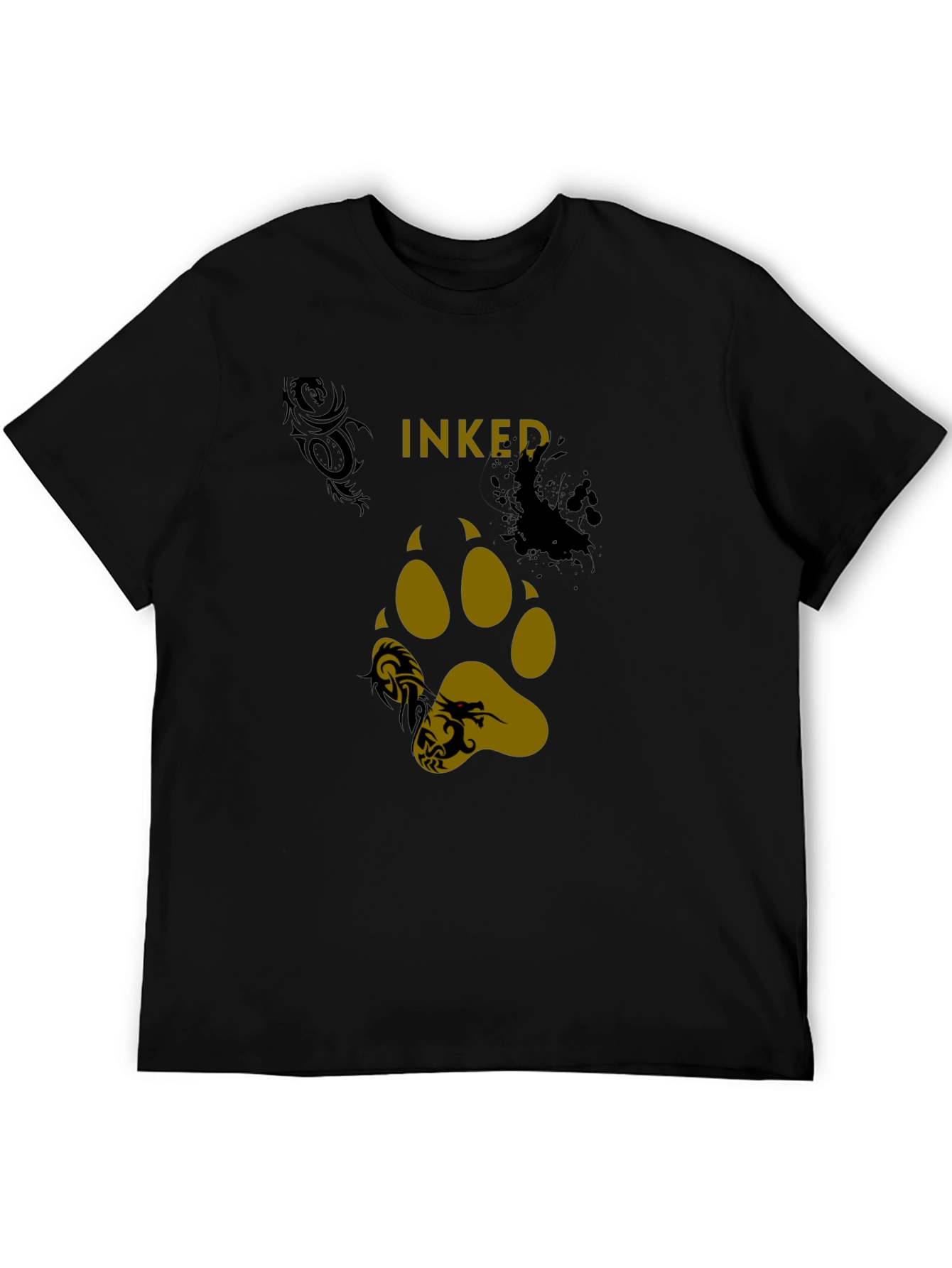 Inked Paw Print Graphic Tee - Black