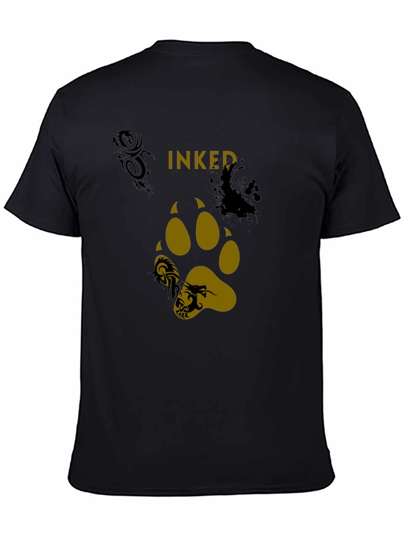 Inked Paw Print Graphic Tee - Black