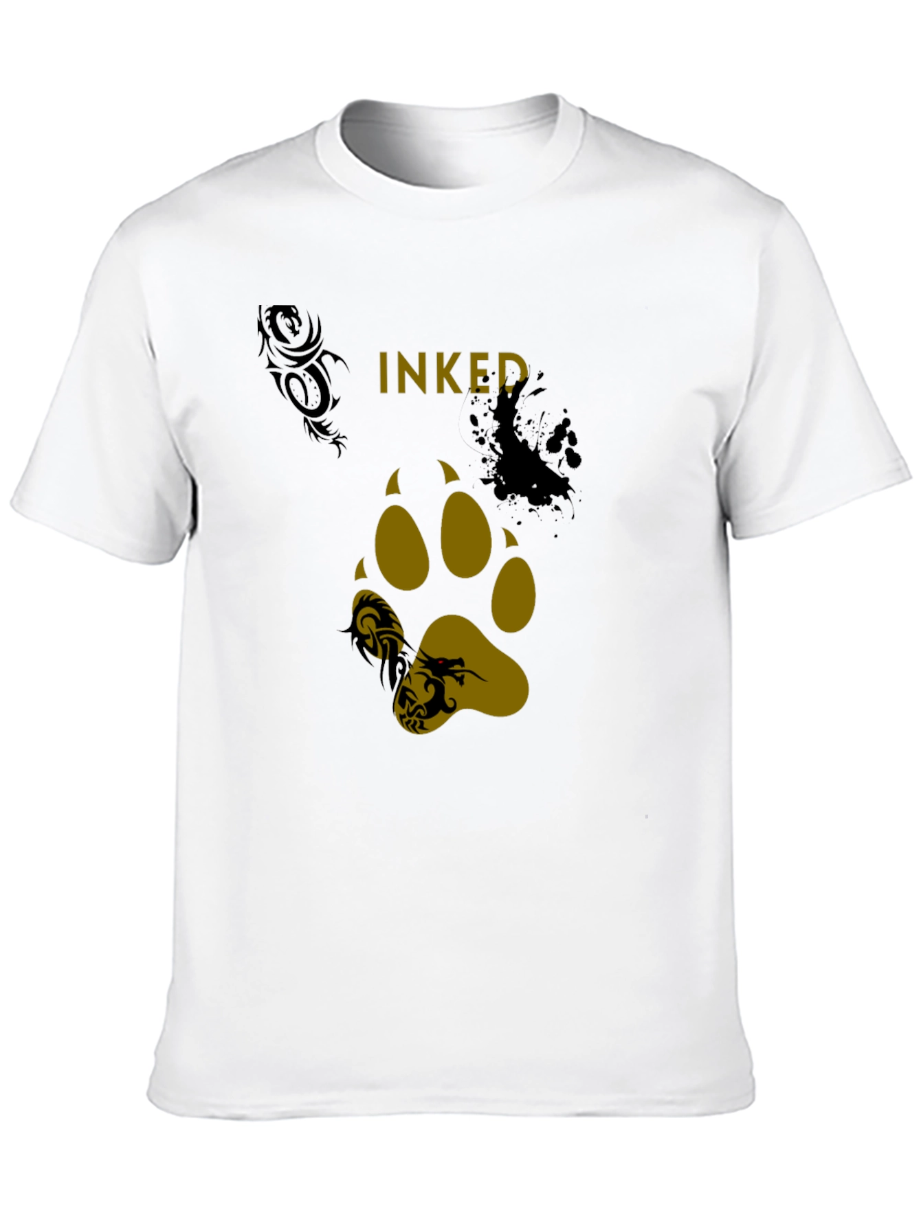 Inked Paw Print Graphic Tee - Black