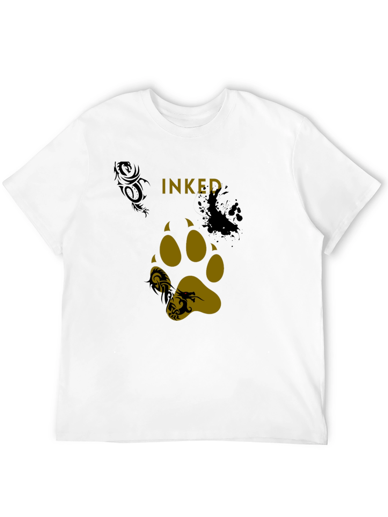 Inked Paw Print Graphic Tee - Black