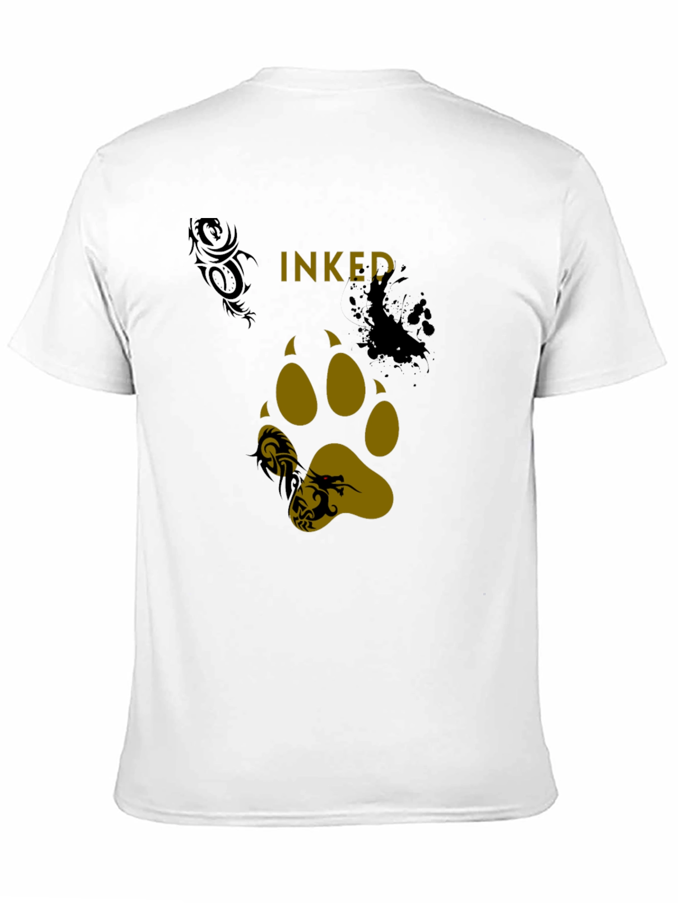 Inked Paw Print Graphic Tee - Black