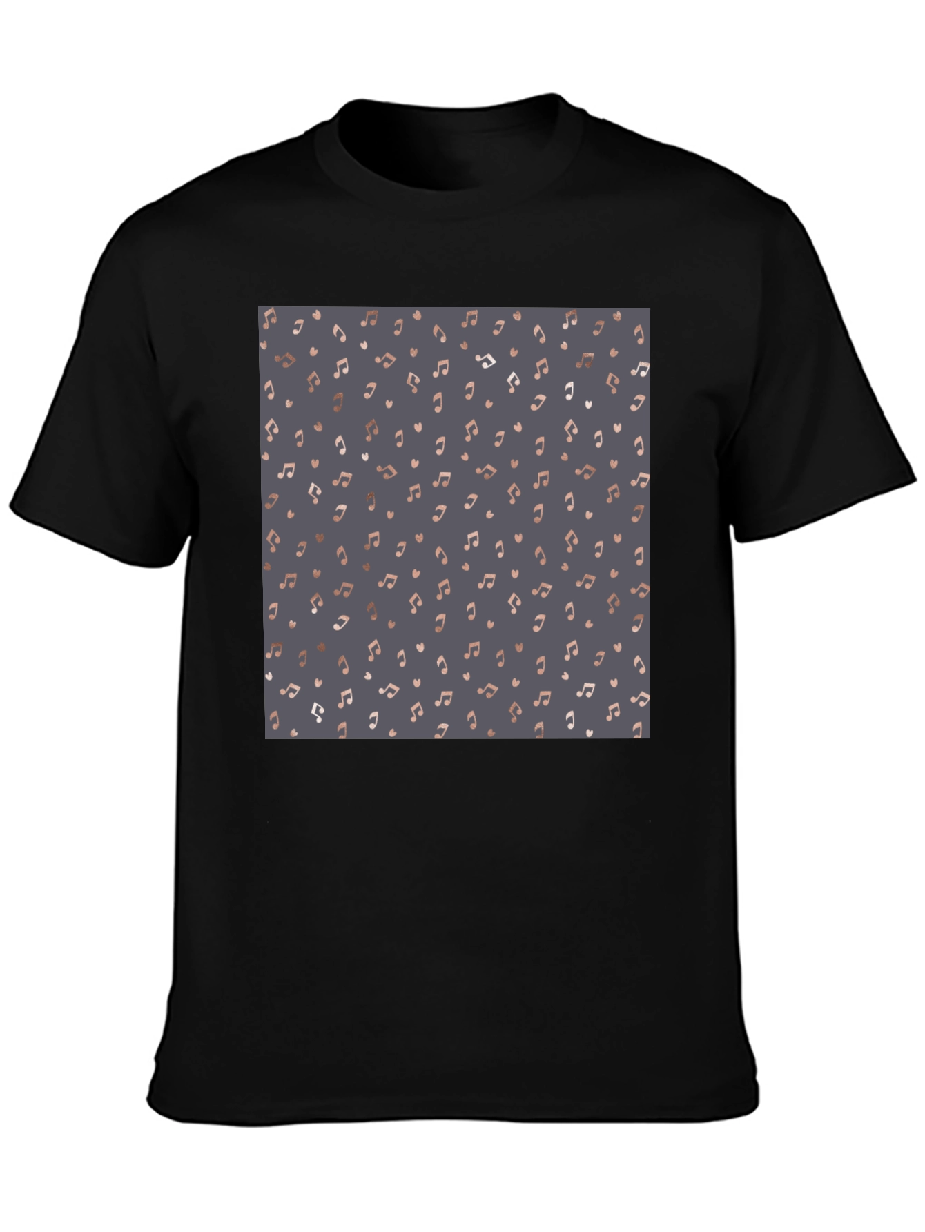 Stylish Music Note Print Black T-Shirt