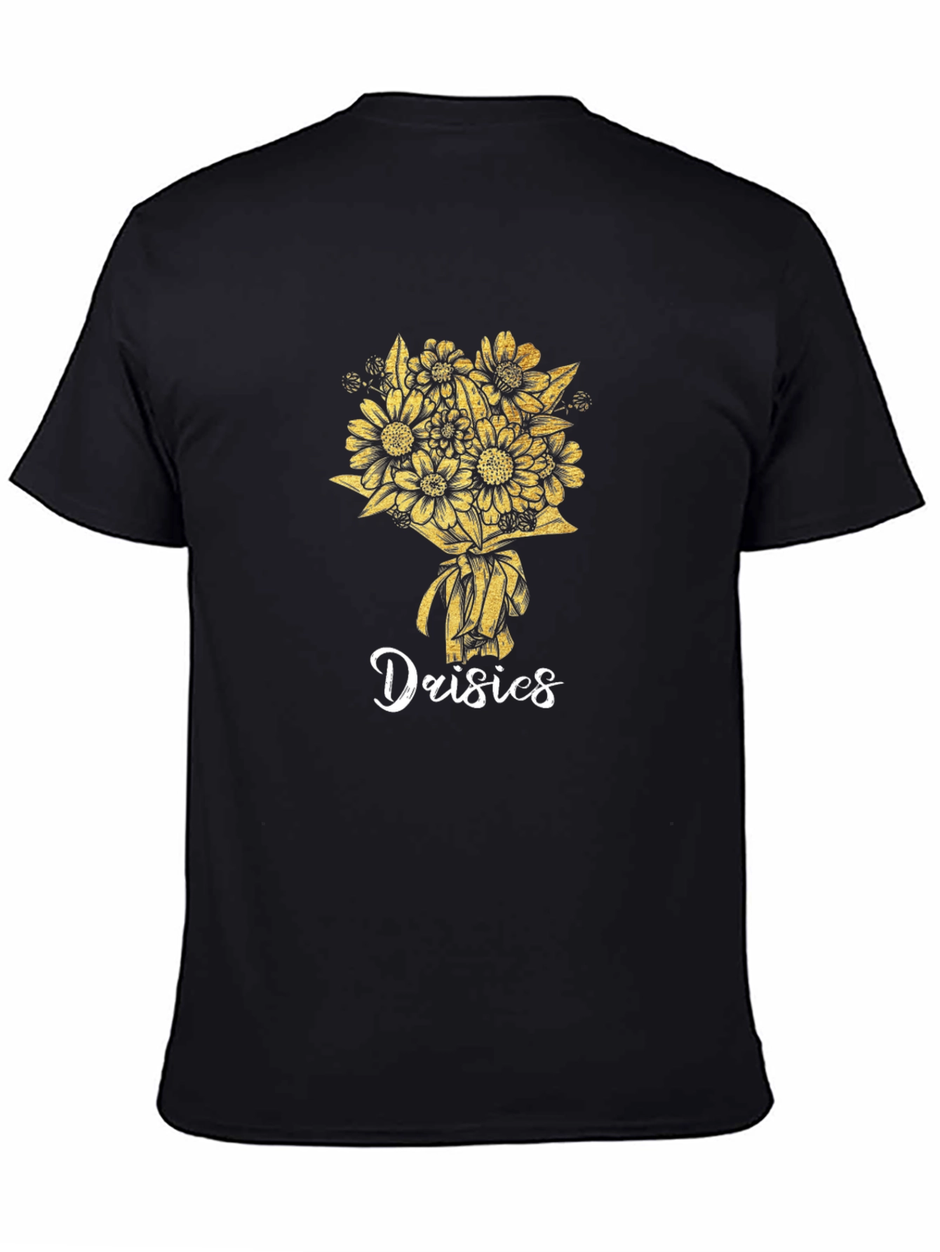 Daisies Graphic Tee - Black Cotton T-Shirt