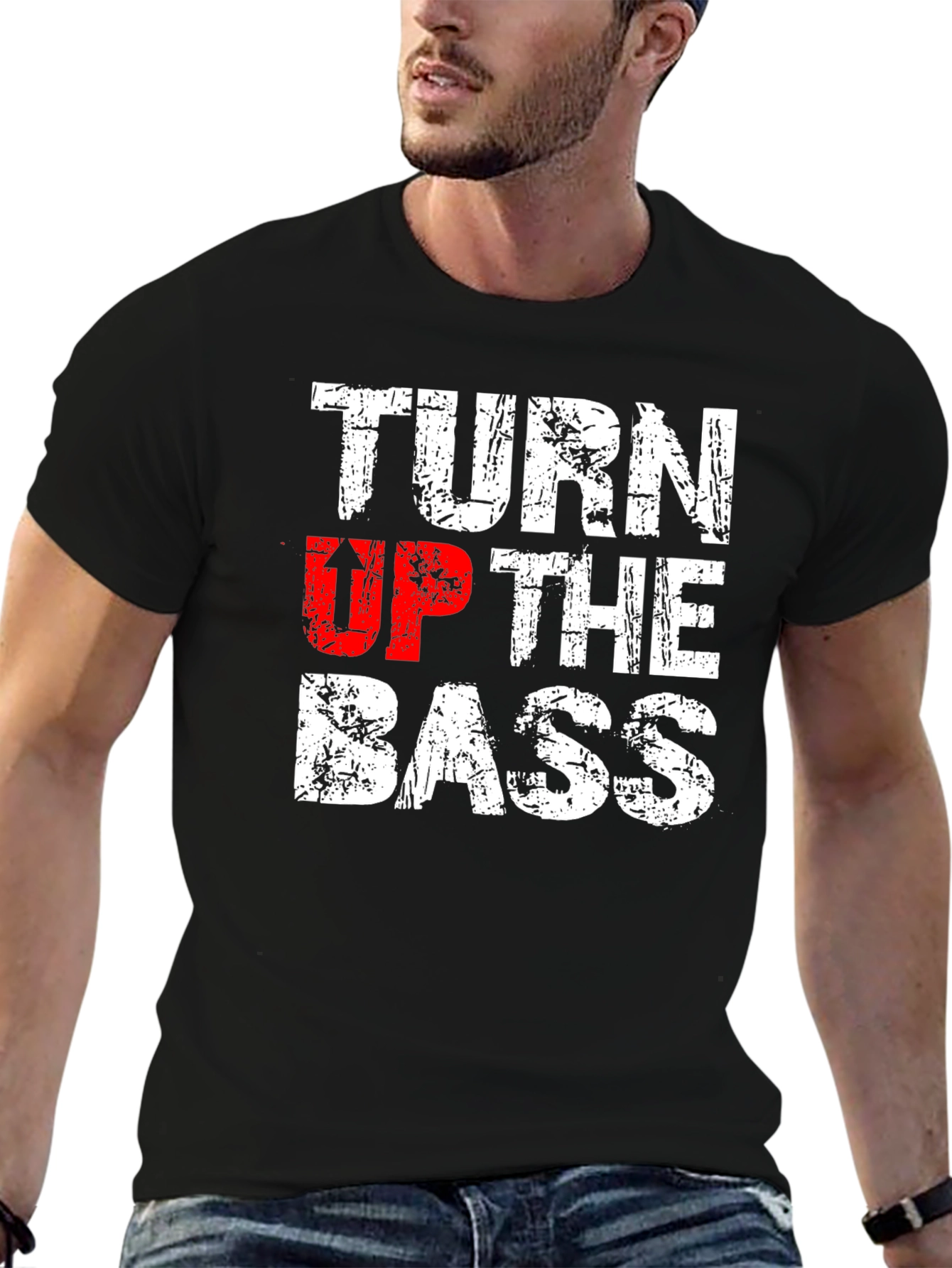 Turn Up The Bass Graphic T-Shirt - Black