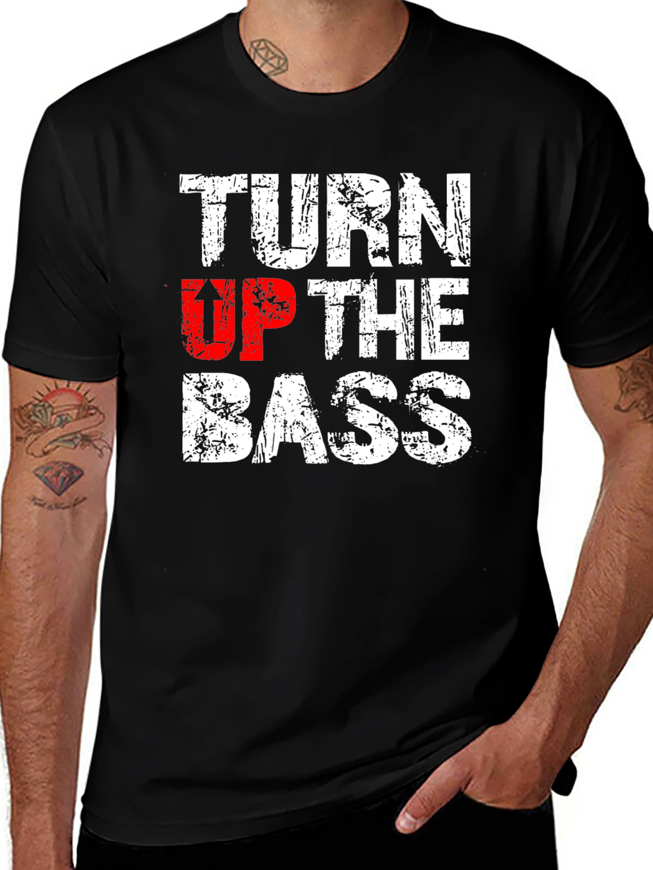 Turn Up The Bass Graphic T-Shirt - Black
