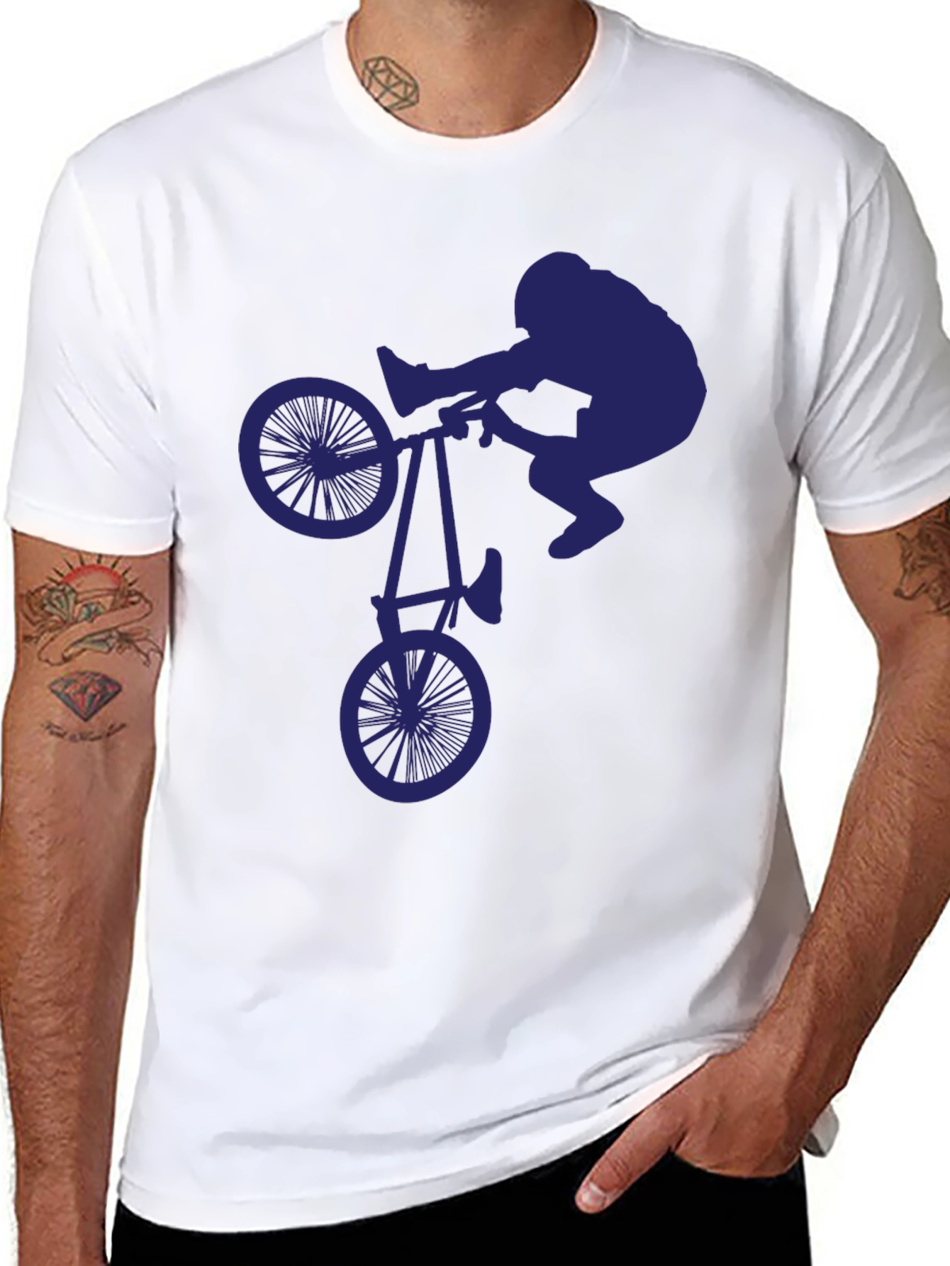 BMX Stunt Silhouette Graphic Tee - Cool & Unique