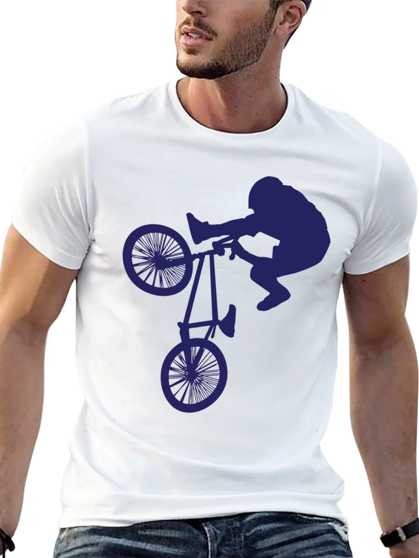 BMX Stunt Silhouette Graphic Tee - Cool & Unique
