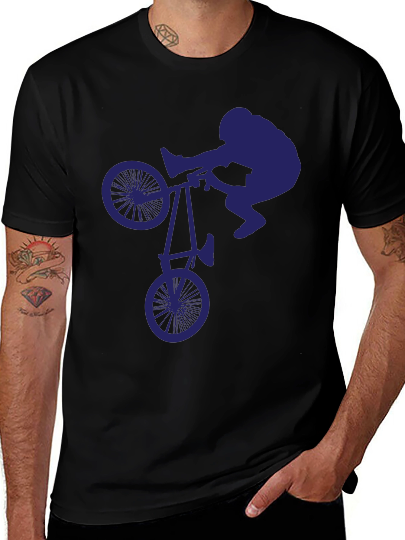 BMX Stunt Silhouette Graphic Tee - Cool & Unique