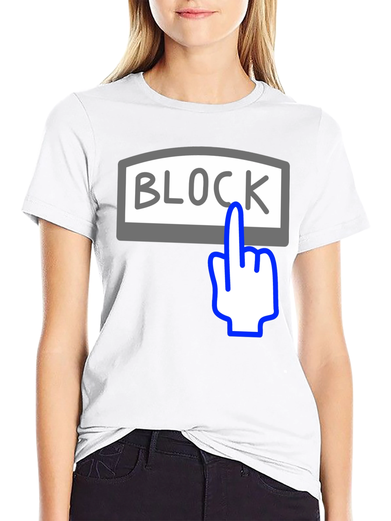 Block Button Graphic Tee - Funny Humor Shirt