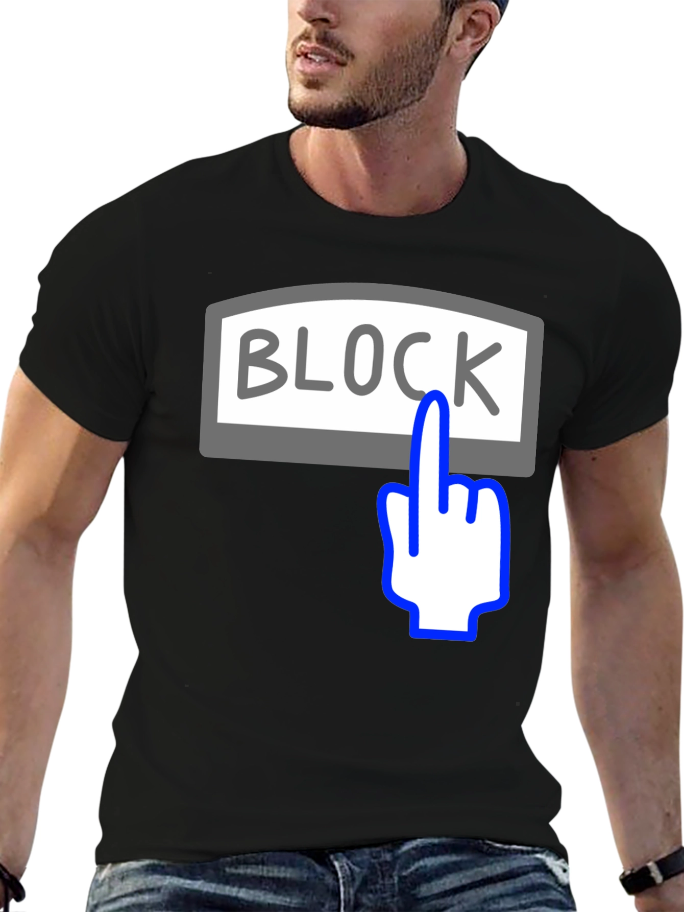 Block Button Graphic Tee - Funny Humor Shirt