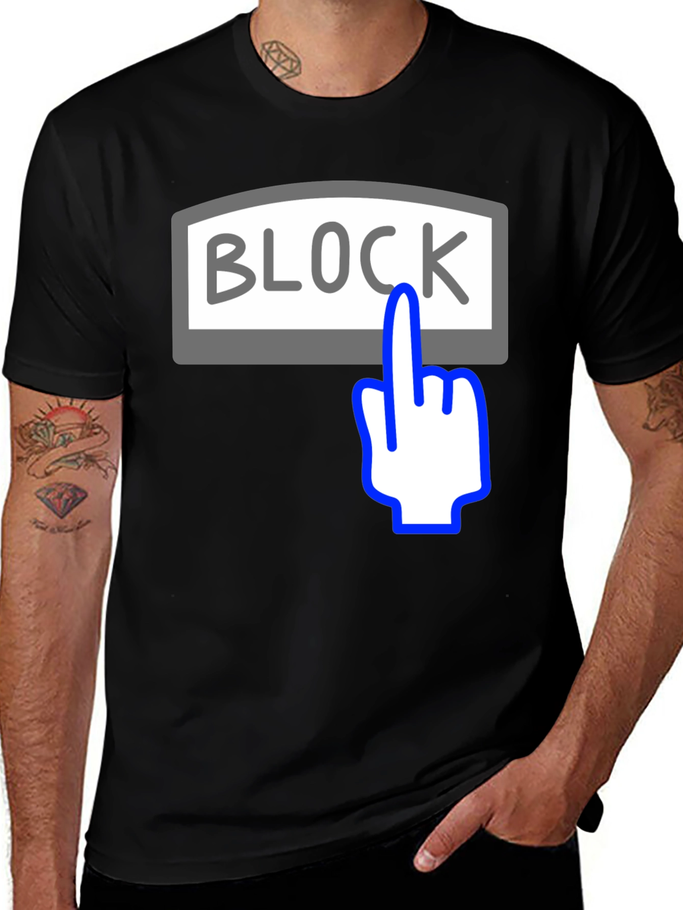 Block Button Graphic Tee - Funny Humor Shirt