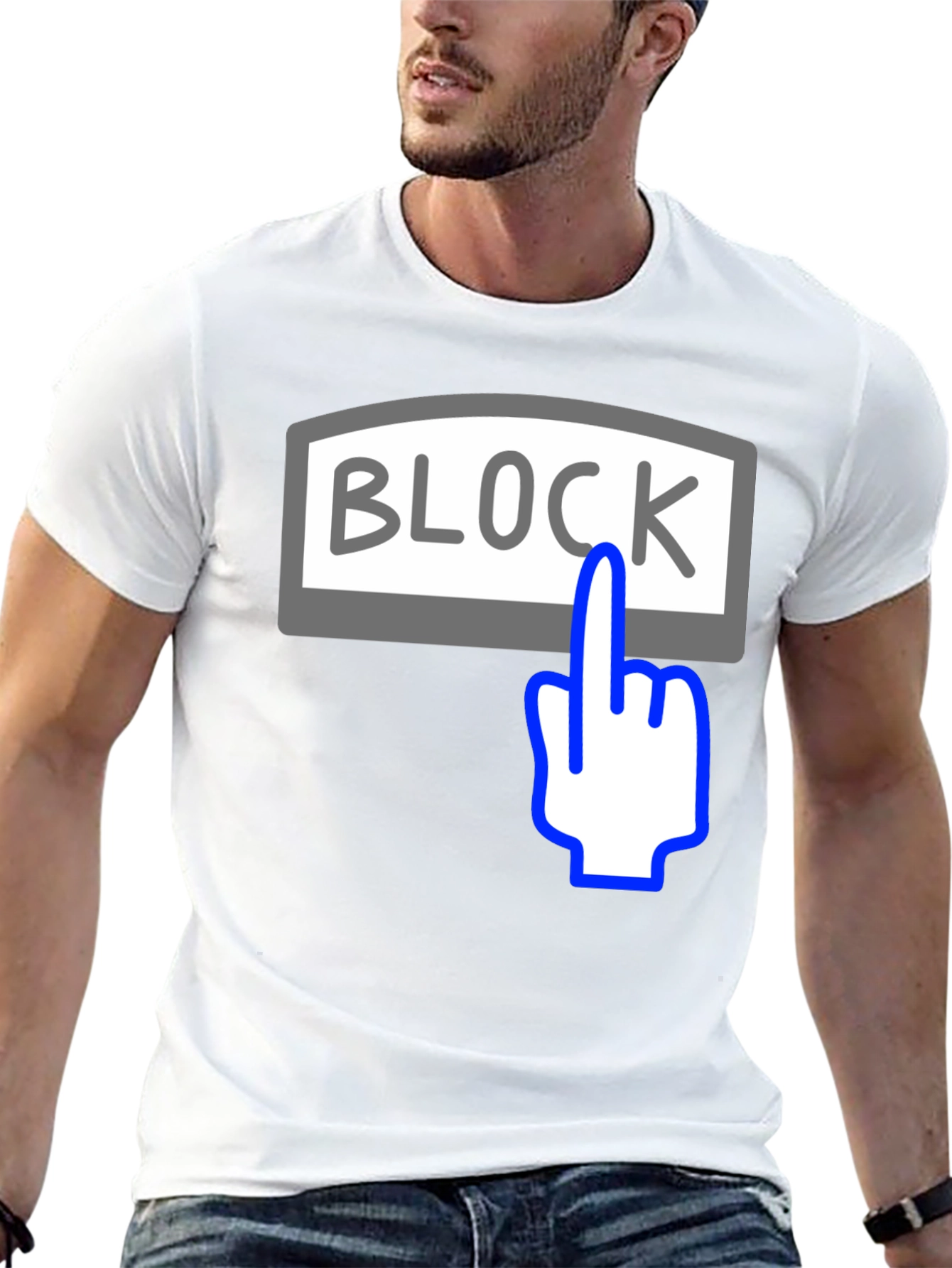 Block Button Graphic Tee - Funny Humor Shirt