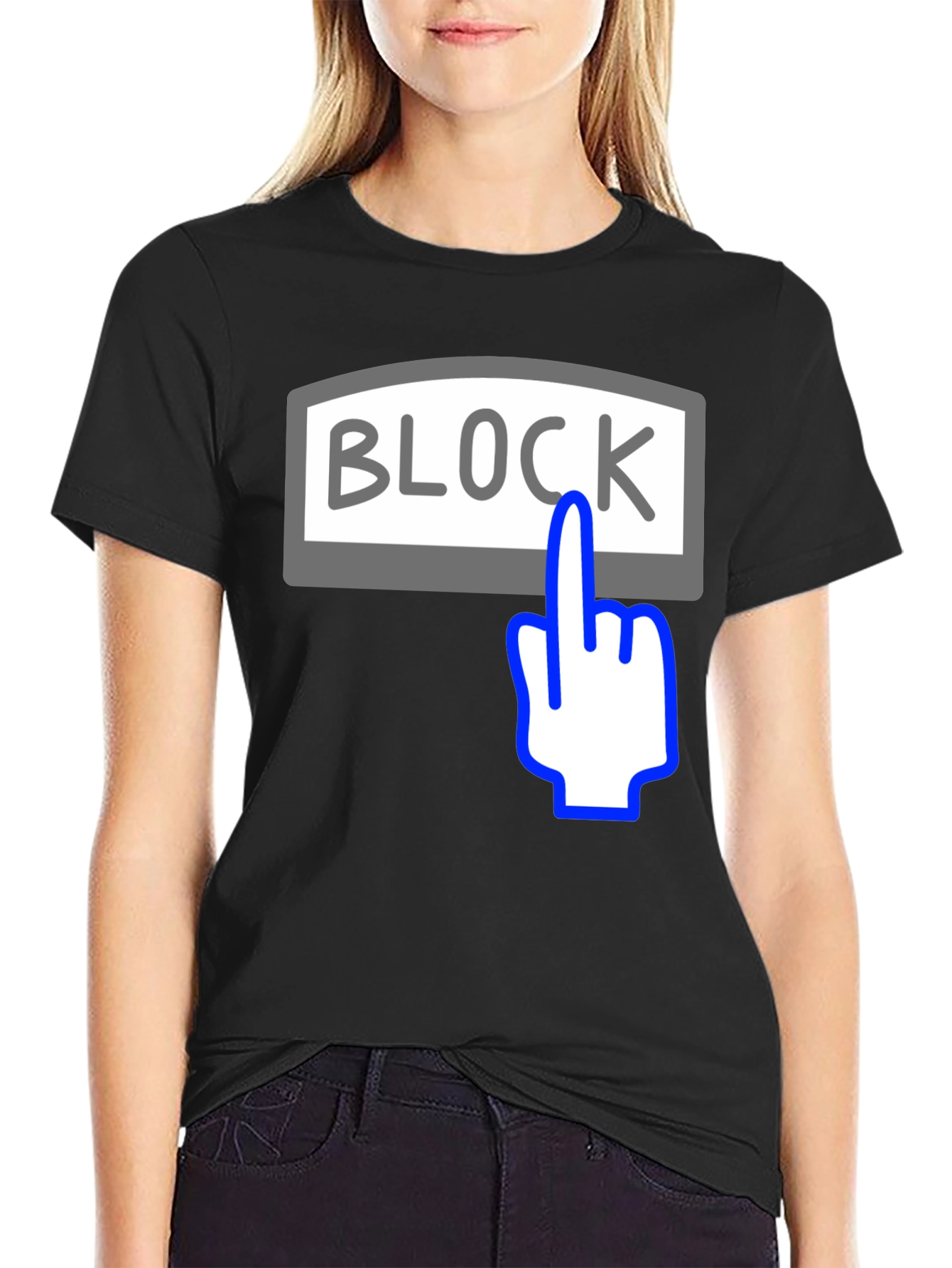 Block Button Graphic Tee - Funny Humor Shirt