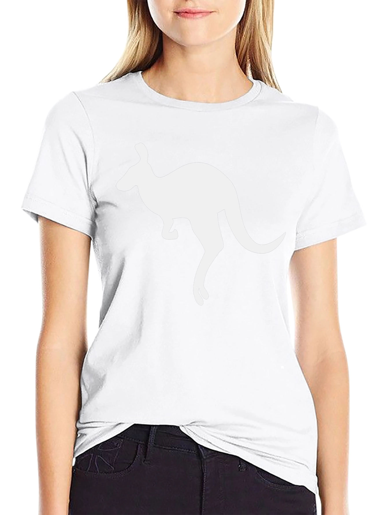 Kangaroo Graphic Tee - Black Cotton T-Shirt