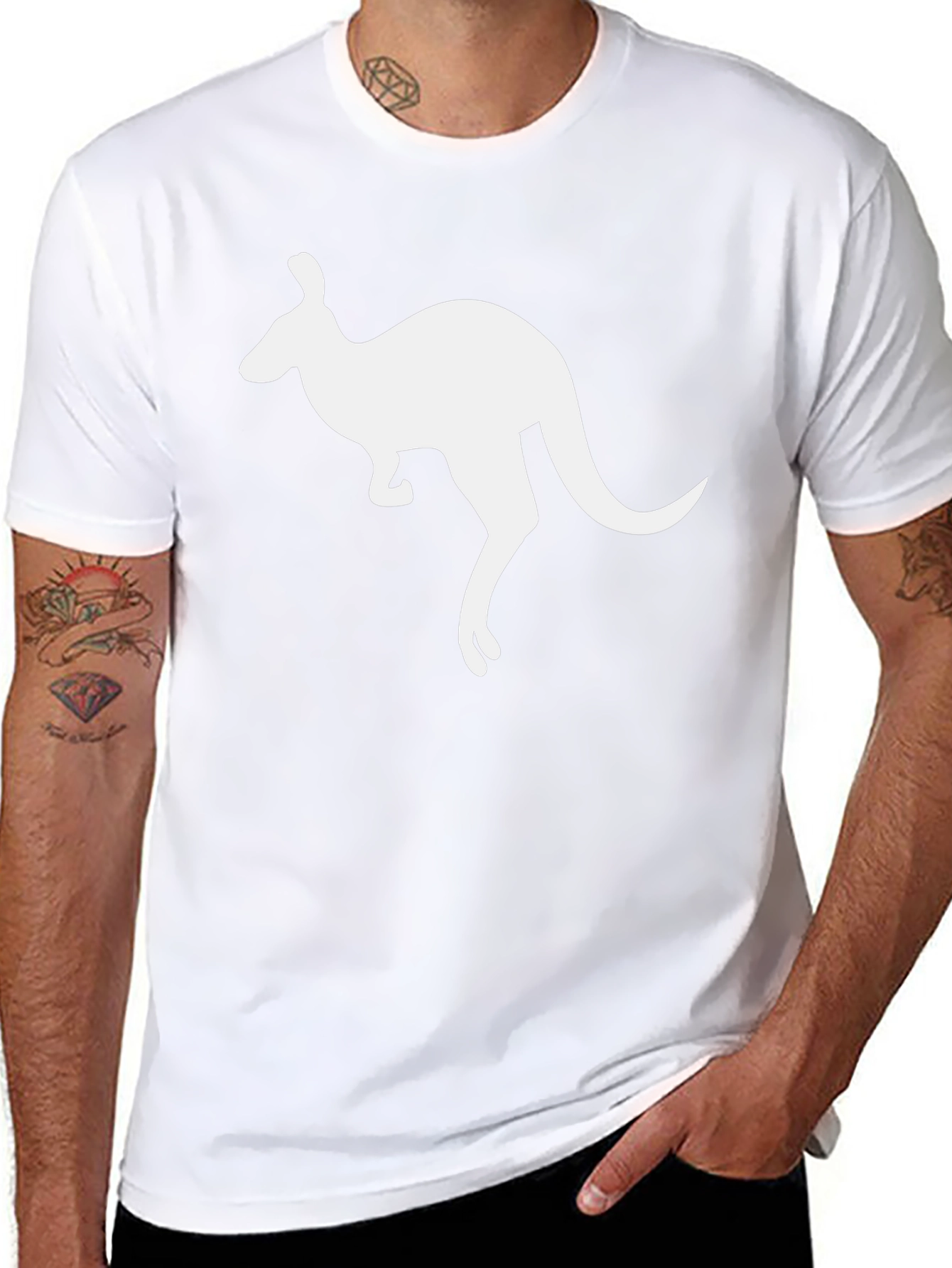 Kangaroo Graphic Tee - Black Cotton T-Shirt