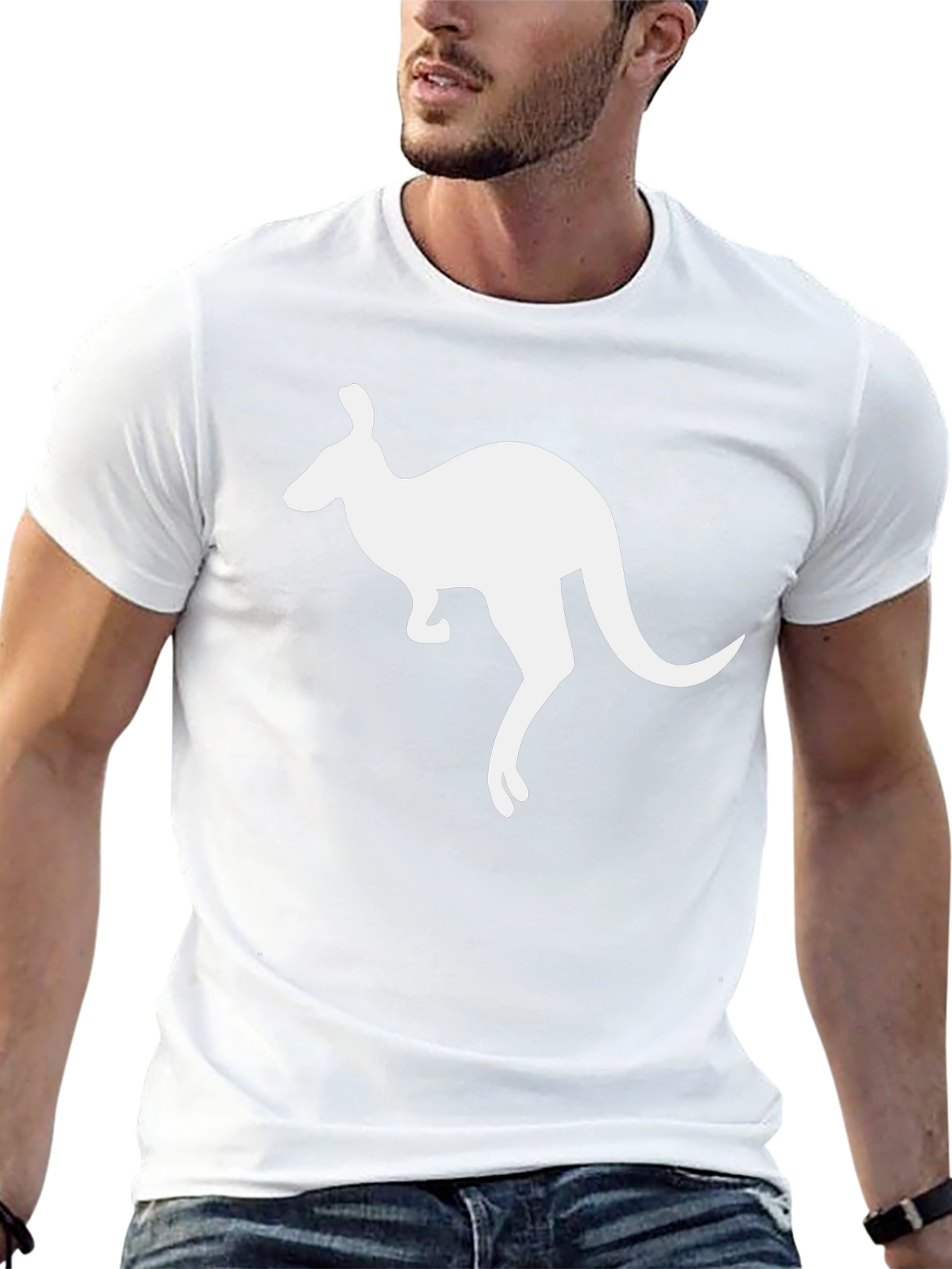 Kangaroo Graphic Tee - Black Cotton T-Shirt