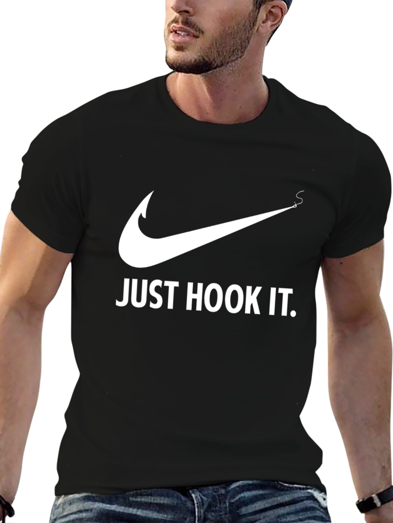 Just Hook It! Black Cotton Graphic Tee