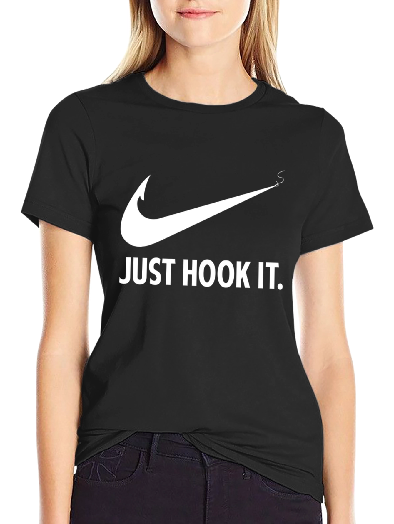 Just Hook It! Black Cotton Graphic Tee