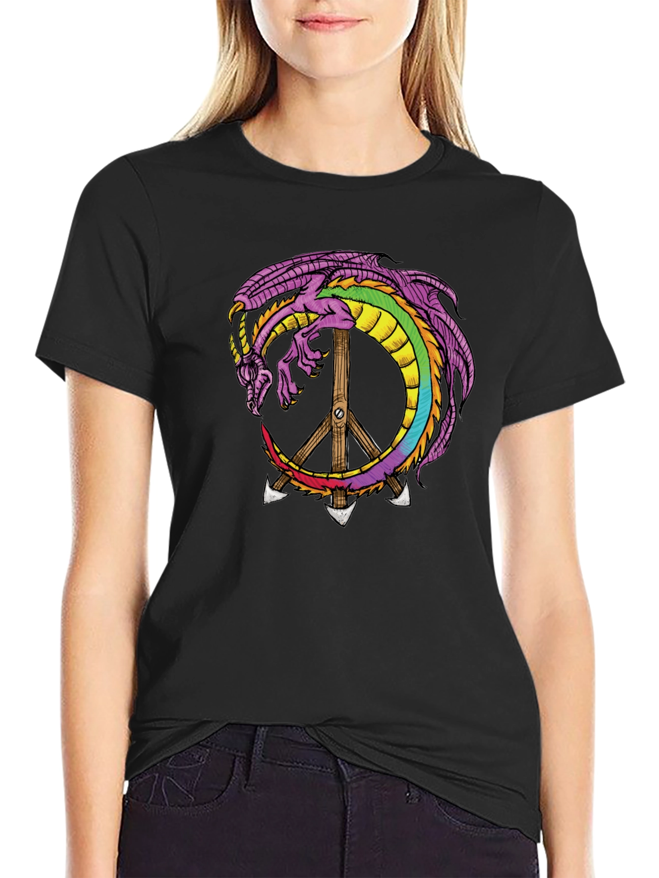Dragon Peace Sign Graphic Tee