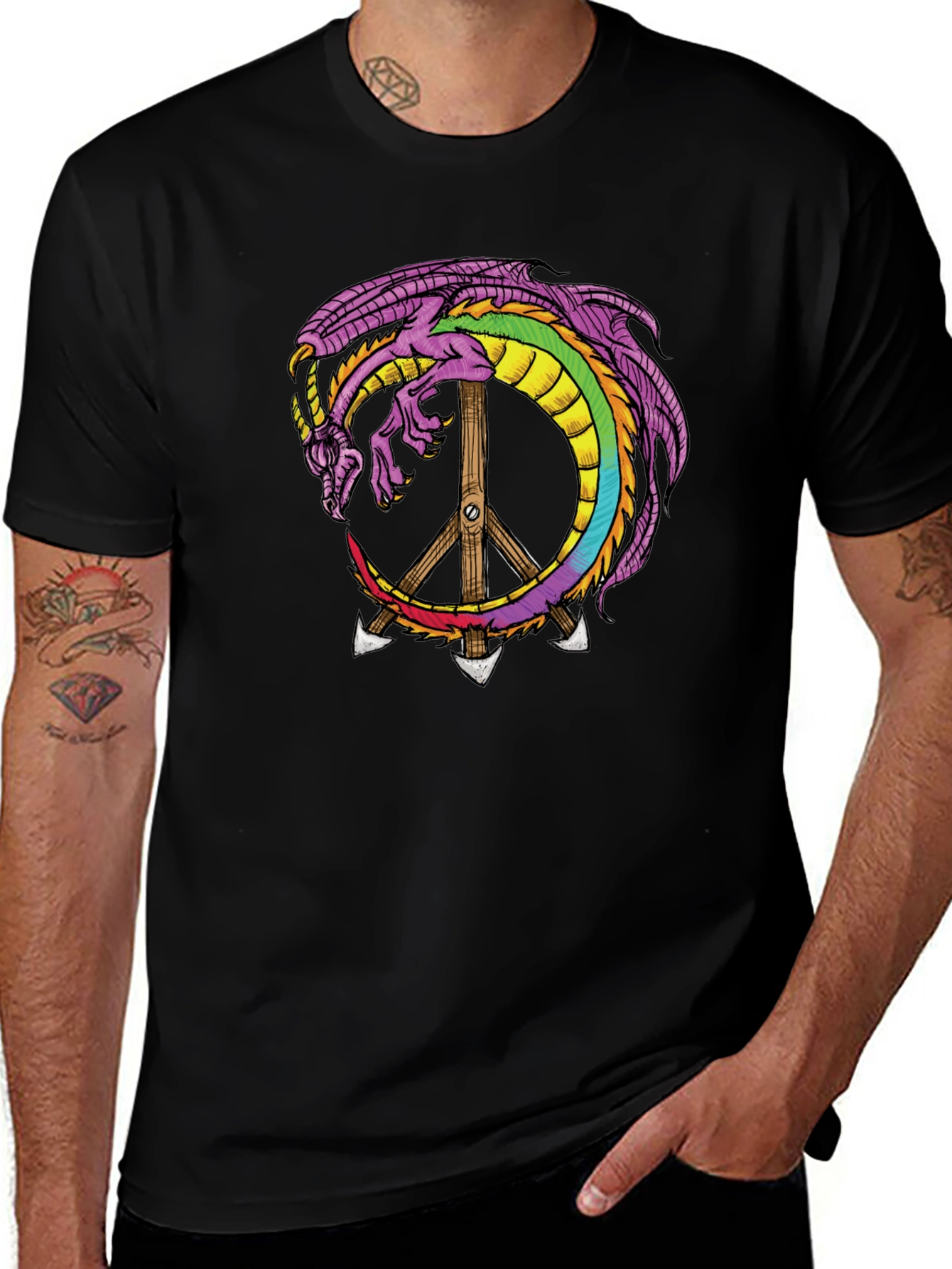 Dragon Peace Sign Graphic Tee