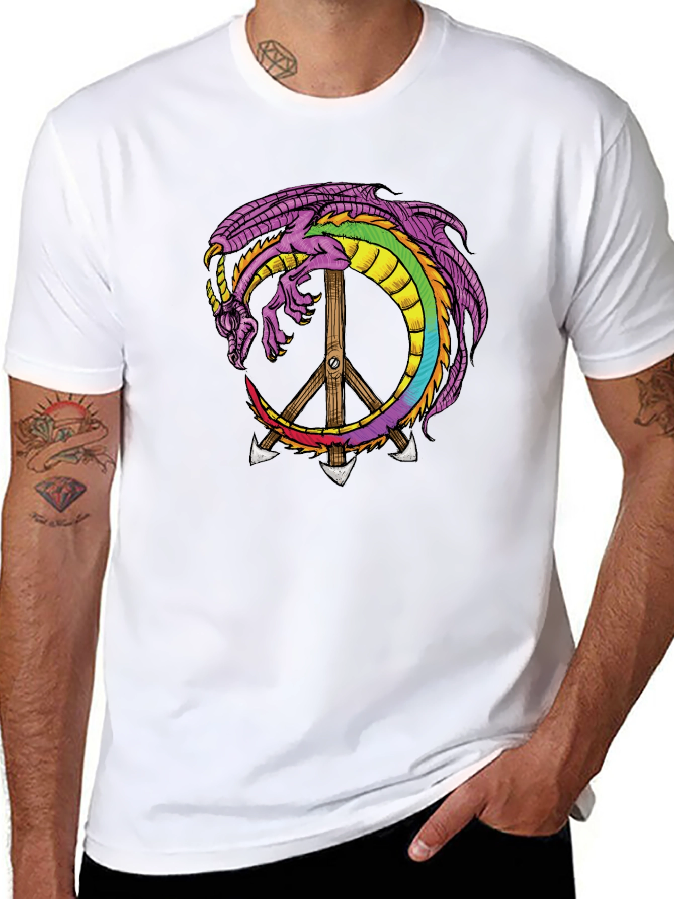 Dragon Peace Sign Graphic Tee