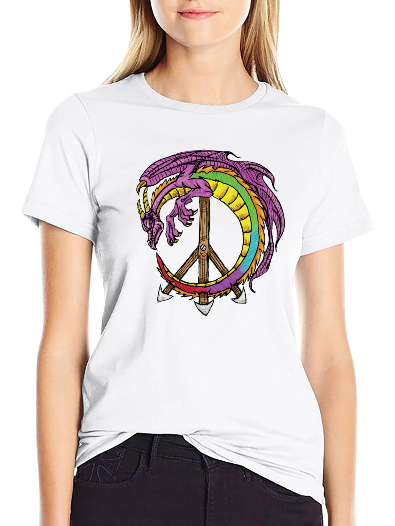 Dragon Peace Sign Graphic Tee