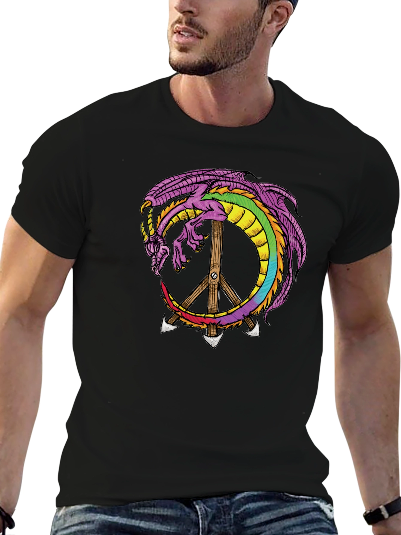 Dragon Peace Sign Graphic Tee