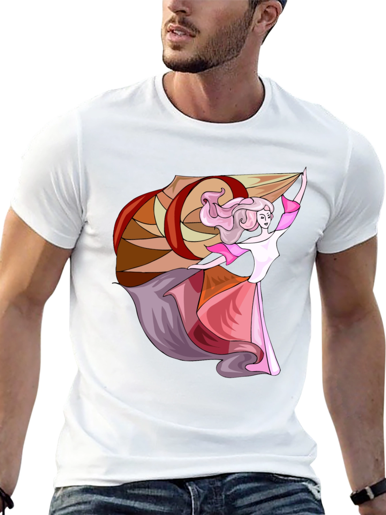 Black T-Shirt with Elegant Dancer Graphic