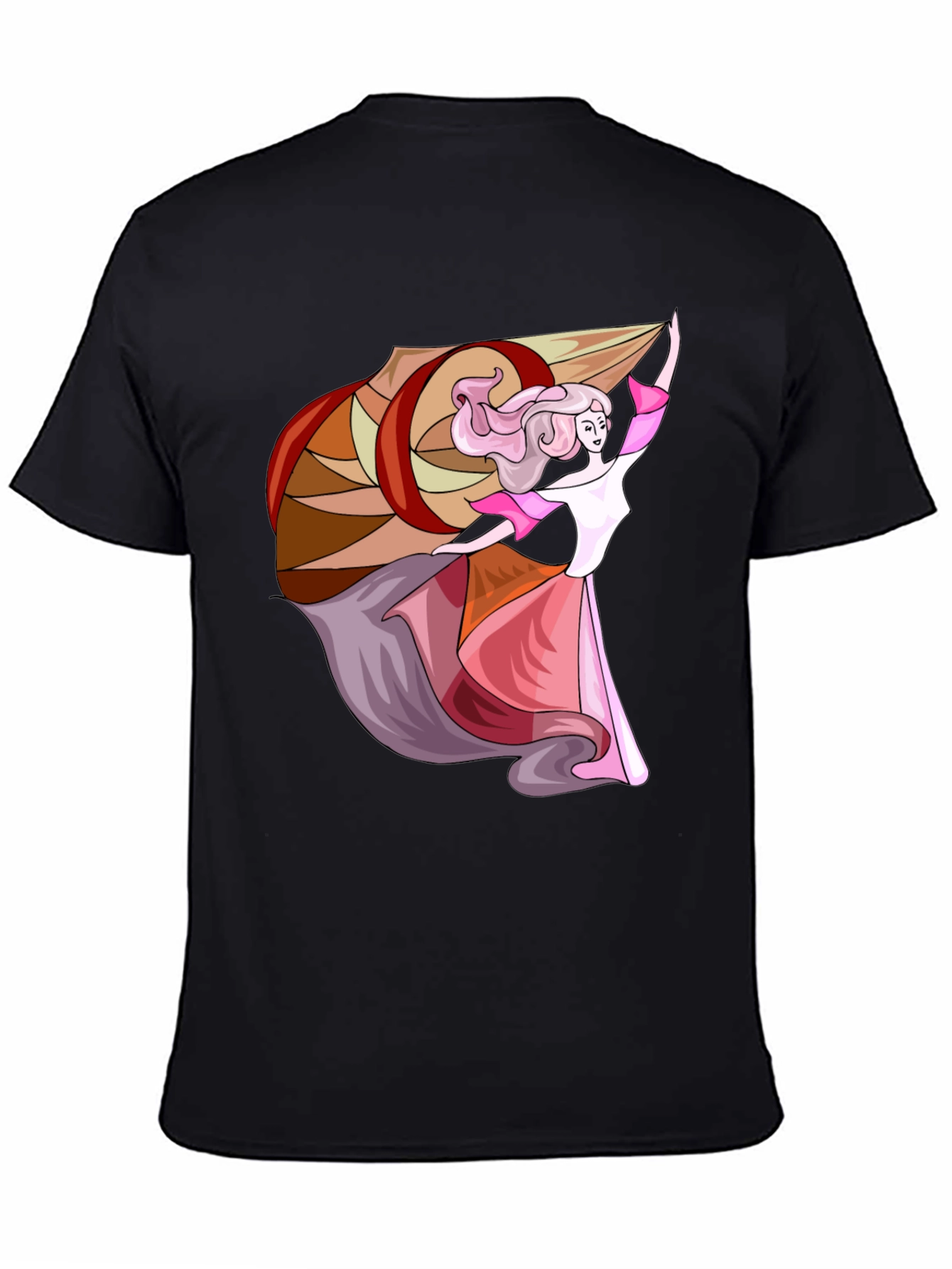 Black T-Shirt with Elegant Dancer Graphic