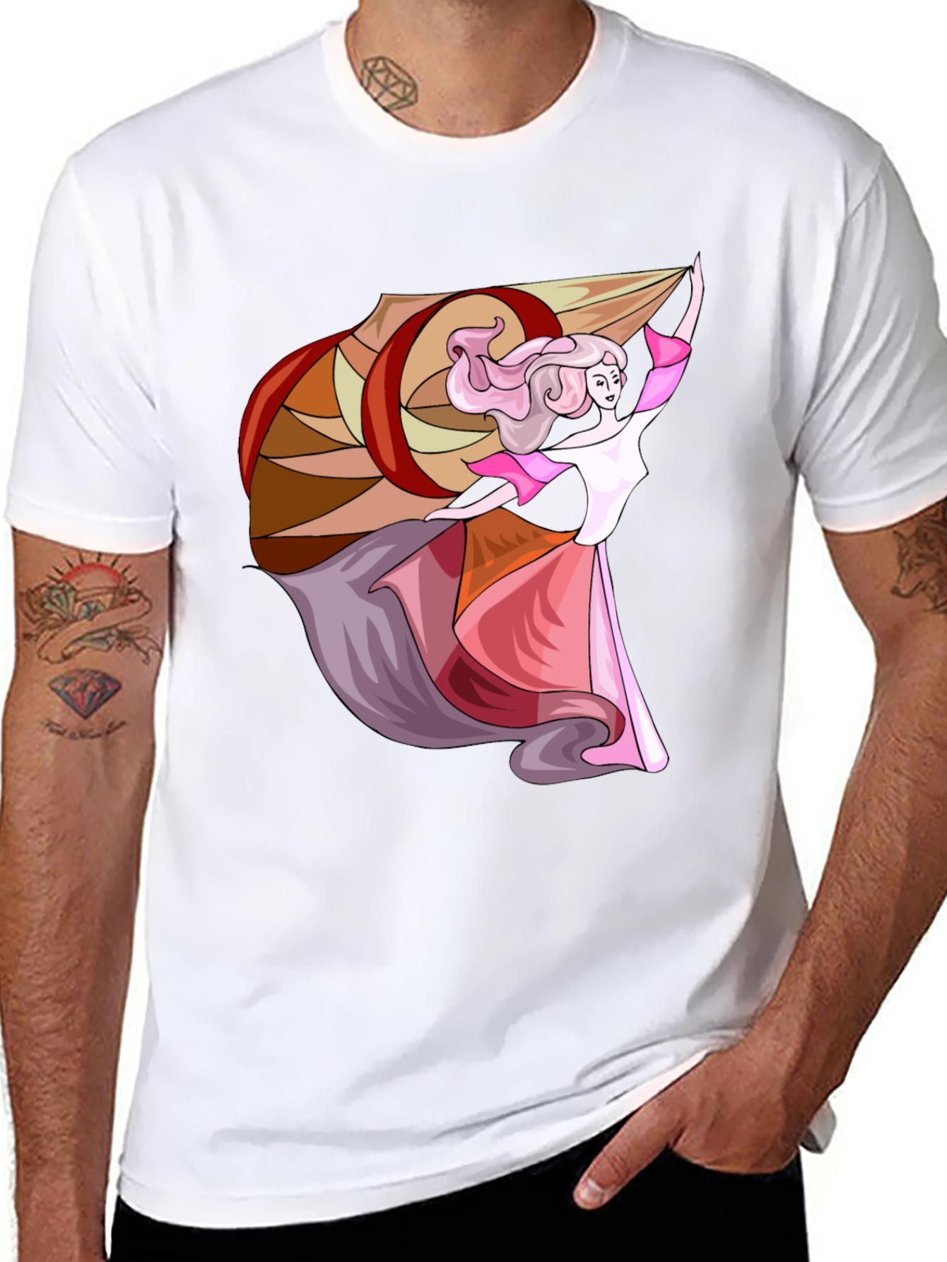 Black T-Shirt with Elegant Dancer Graphic