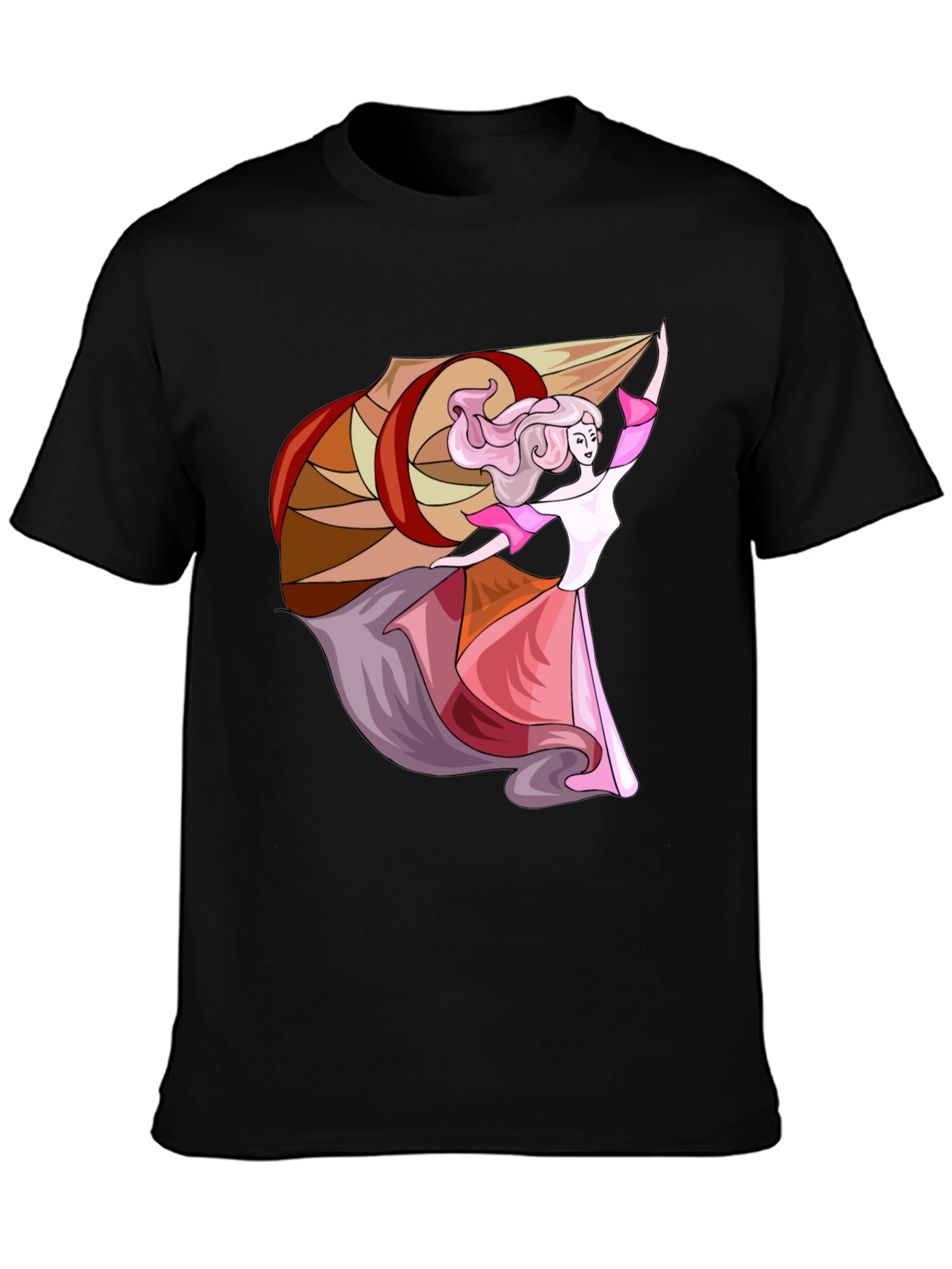 Black T-Shirt with Elegant Dancer Graphic