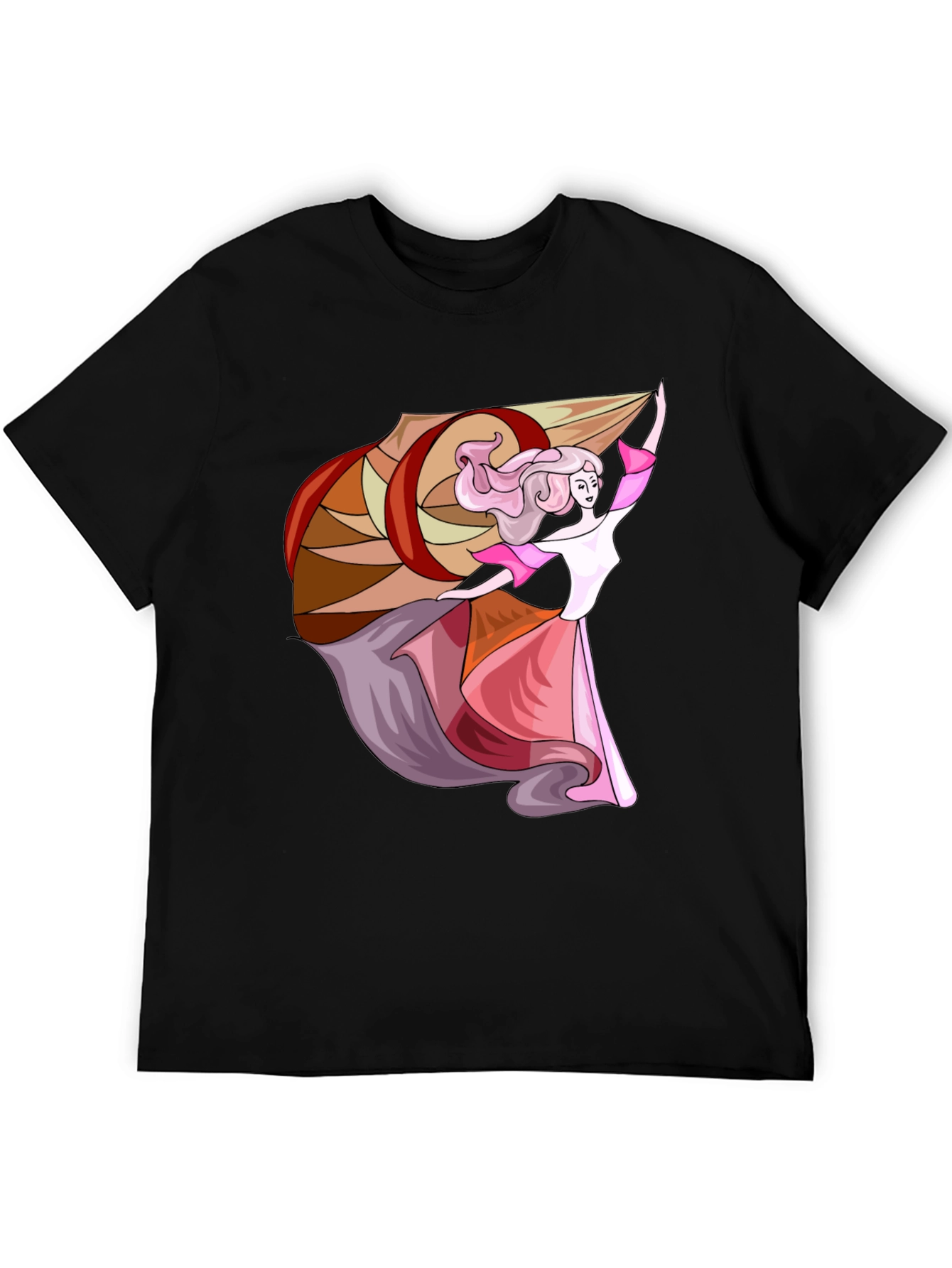 Black T-Shirt with Elegant Dancer Graphic