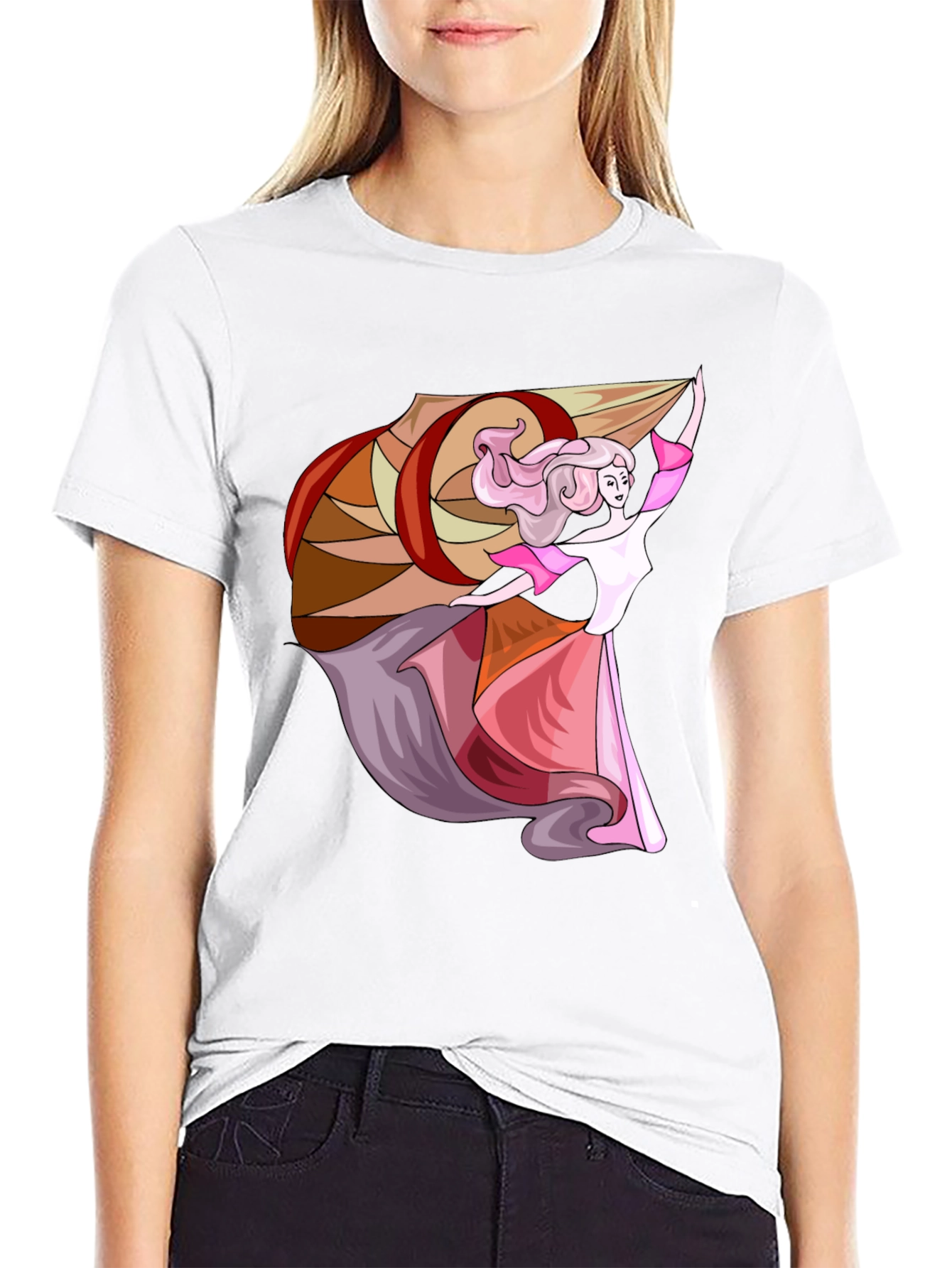 Black T-Shirt with Elegant Dancer Graphic