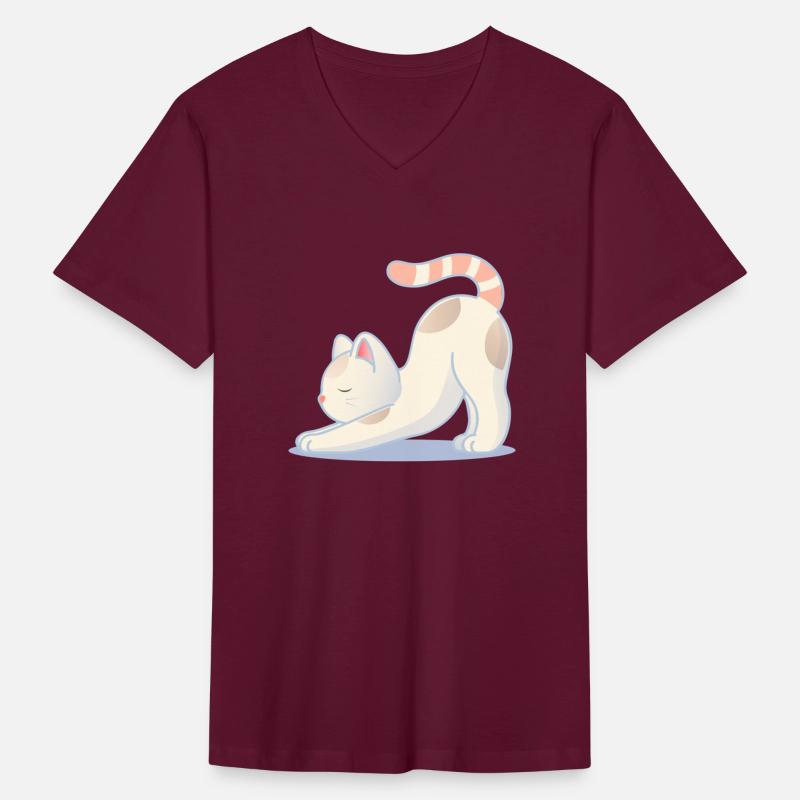 A cat in a stretching yoga pose