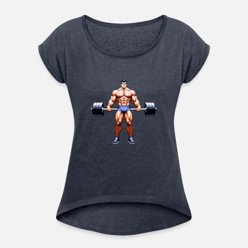 A pixel art of a strong body builder