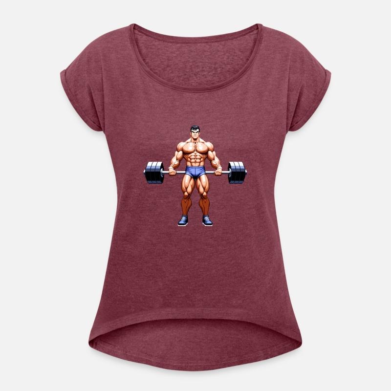 A pixel art of a strong body builder