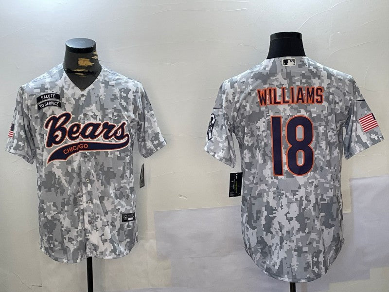 Men's Chicago Bears Caleb Williams #18 Arctic Camo 2024 Salute to Service Player Jerseys