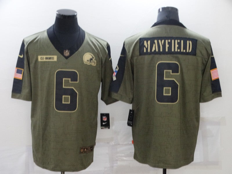 Men's Cleveland Browns Baker Mayfield #6 Olive Game Player Jerseys