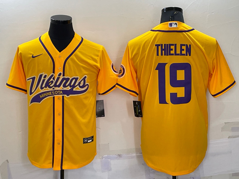 Men's Minnesota Vikings Adam Thielen #19 Yellow Game Jerseys Joint Edition