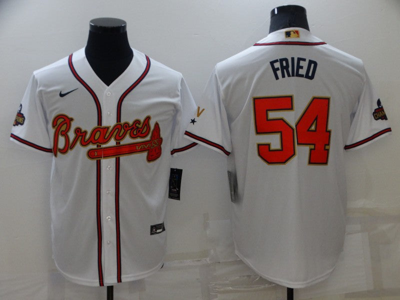 Men's Atlanta Braves Max Fried #54 White Replica Game Jerseys