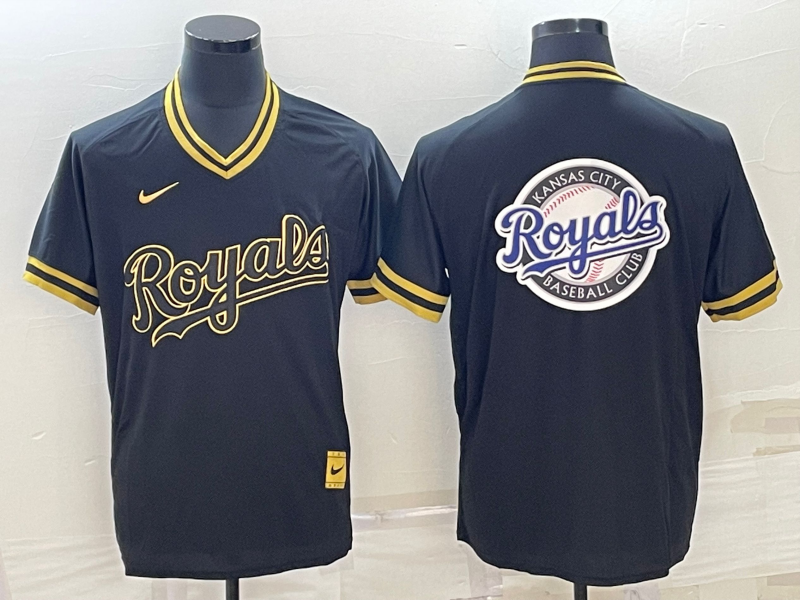 Men's Kansas City Royals Black Alternate Replica Team Logo Jerseys